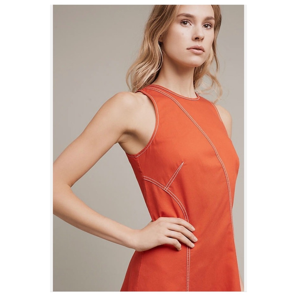 Maeve Anthropologie Asymmetrical Bileu Orange Dress Women's Size 4‎ - Picture 2 of 6